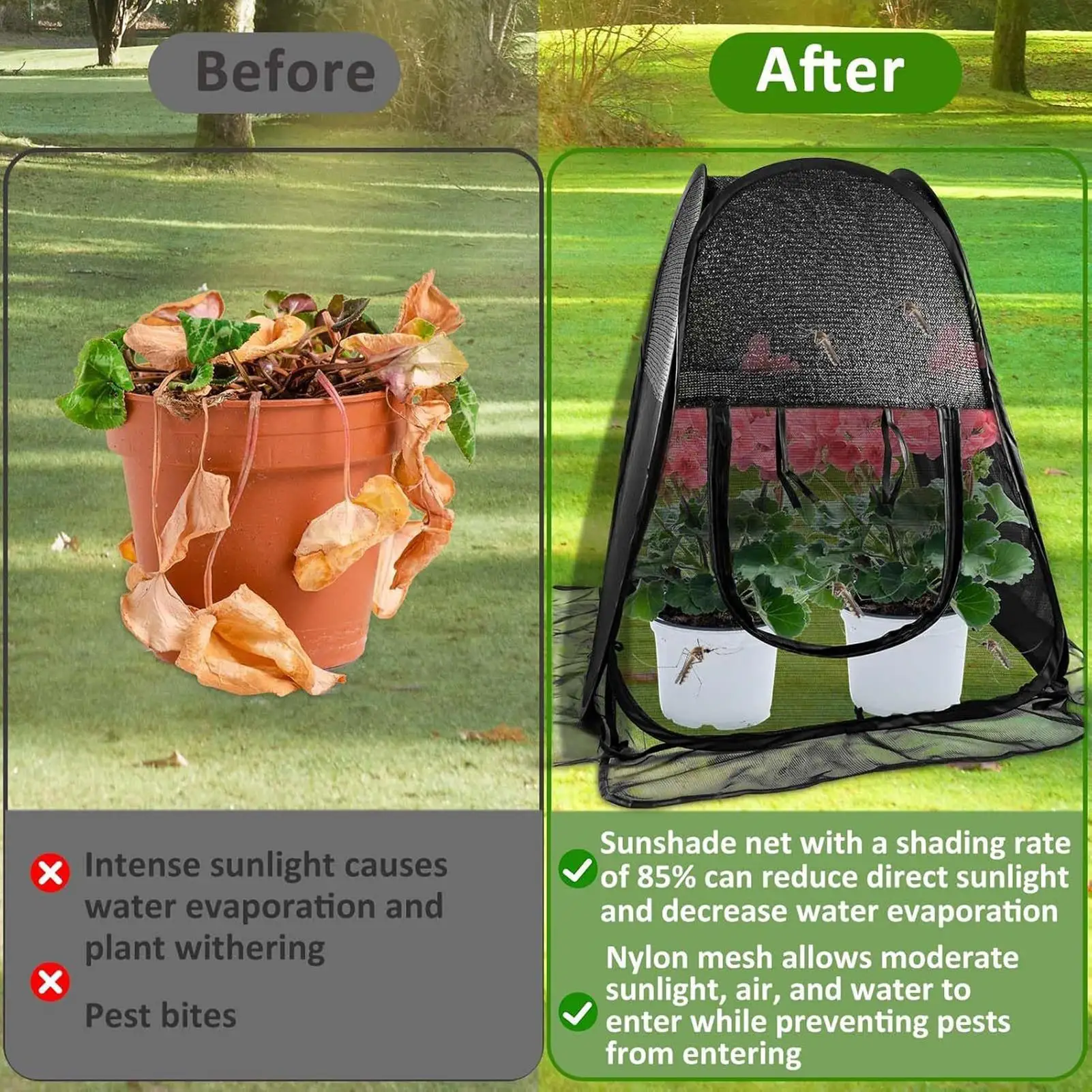 Mesh Plant Cover Zipper Breathable Foldable Mesh 28 X 28 X 32in Garden Plant Sun Shade Cover For Seedlings Vegetables Fruits