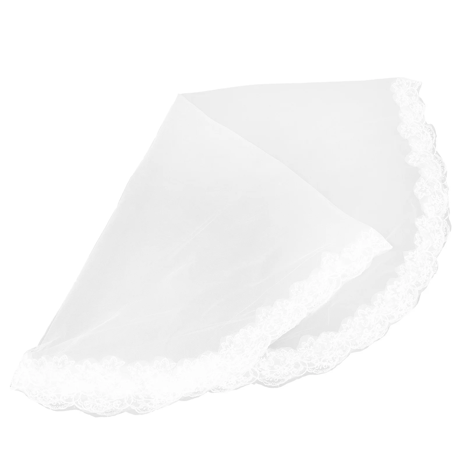 

Luxury Lace Trim Bridal Wedding Veil Single Layer Lightweight Tulle Headpiece for Bride Short White Veil for Photography