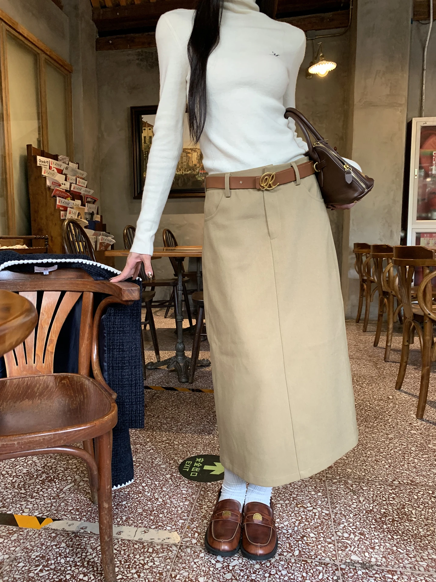 

G Sle i Цветная прямая юбка высокого класса с полубоди для женщин, простая юбка трапециевидной формы на молнии с низкой талией