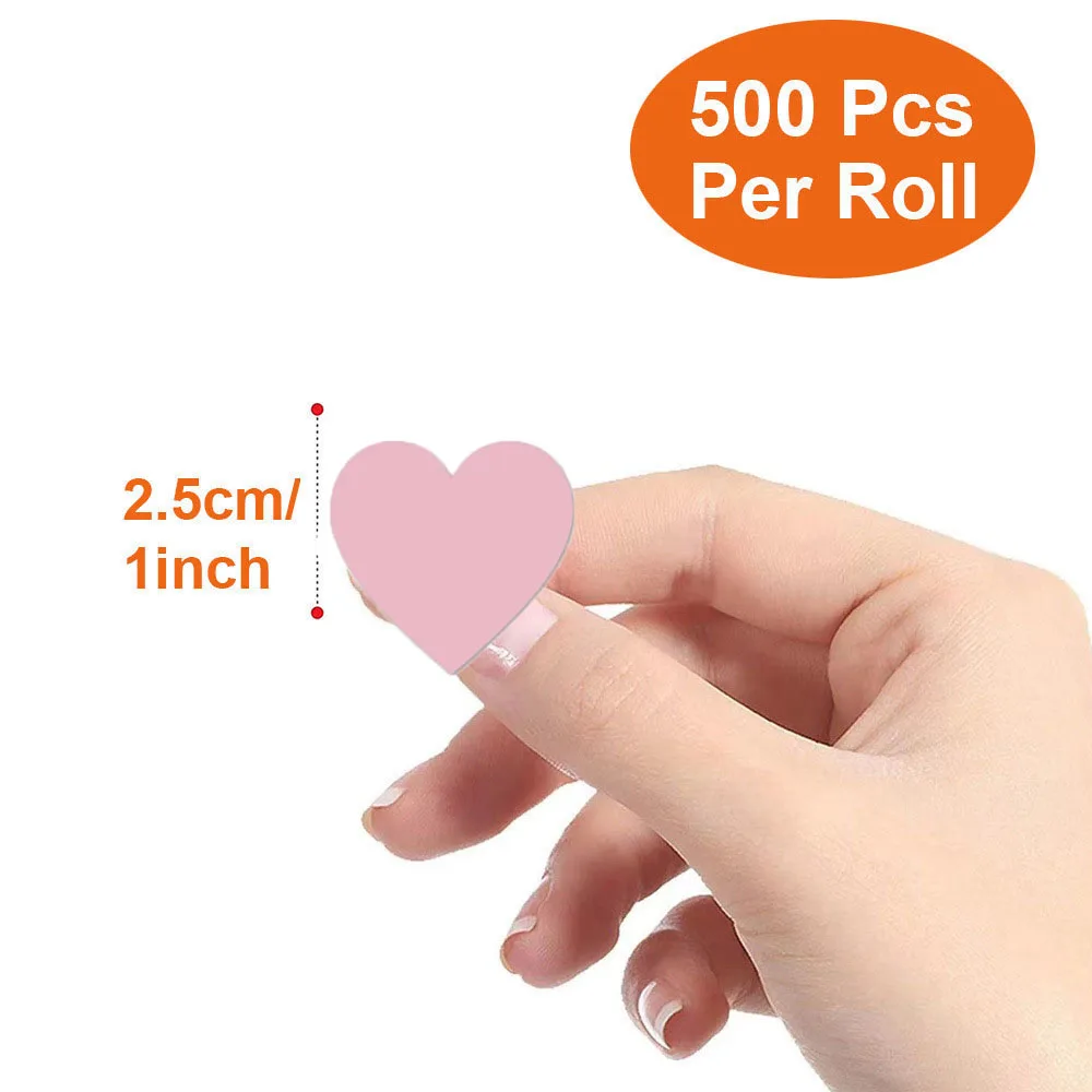 500Pcs/Roll DlY Writing Pink Heart Stickers 2.5cm/1.0in DlY Decoration Perfect For Notebook PC Pad Fridge Gift Seal Labels