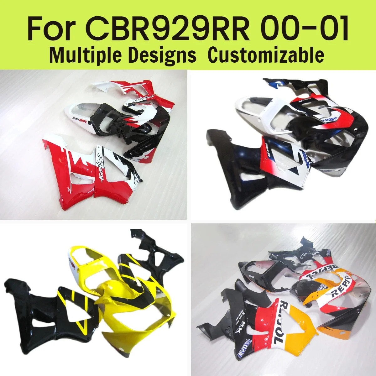 

Комплект обтекателей для мотоцикла Honda CBR 929RR 2000-2001, инжекционный, настраиваемый