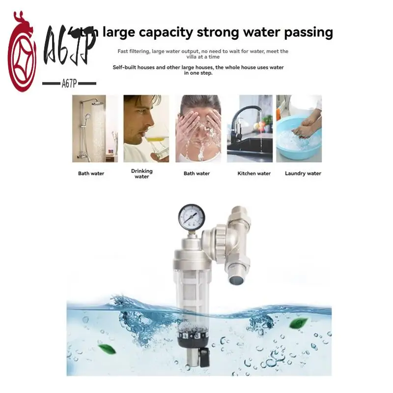 

A67P-Whole House Central Filter 360 Degree Universal Rotating Valve Filter Reusable Sediment Water Filter