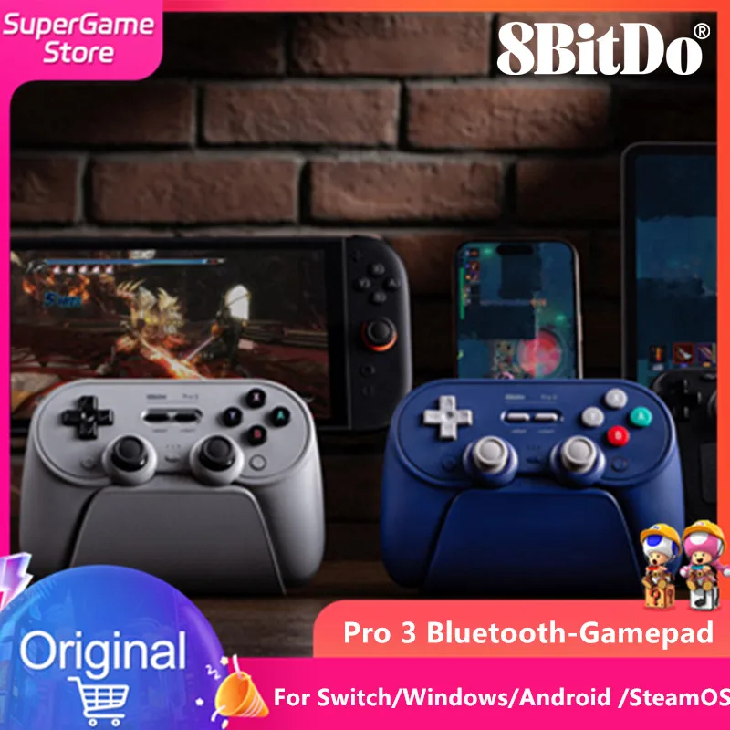 لوحة ألعاب بلوتوث 8BitDo Pro 3 مع قاعدة شحن 2.4G محول للتبديل/Windows 10 Android/SteamOS/لوحدة تحكم Apple iOS