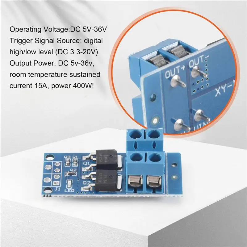 YLS-10PCS DC 5V-36V 15A(Max 30A) MOSFET MOS FET Trigger Switch Driver Module 0-20Khz PWM Regulator Control Panel