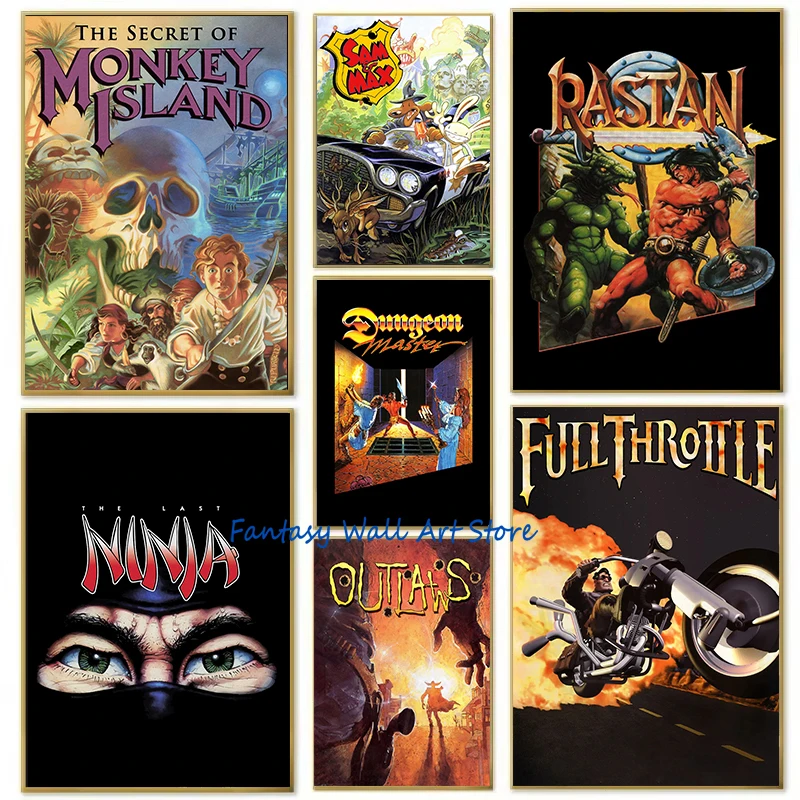 80s 90s خمر لعبة فيديو سر جزيرة القرد زاك Mckracken ريترو يغطي المشارك حائط لوح رسم صور ديكور المنزل