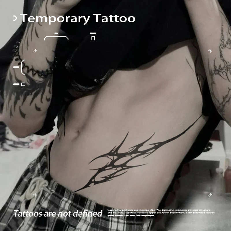 

Темная готика, шип, травяной сок, татуировка, наклейка, сексуальная горячая девушка, временная татуировка на талии, водонепроницаемая поддельная татуировка, подарок на вечеринку, Y2K Art