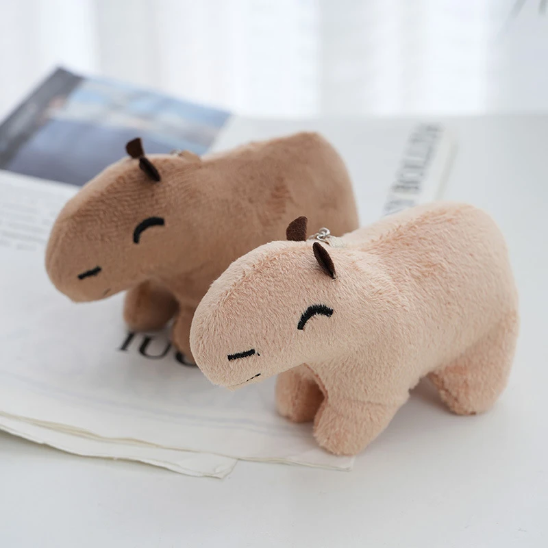 Cute Capybara Plush Toy Key Chain 12cm Stuffed Animals Keychain Bag Key Ring Pendant Car Key Accessories