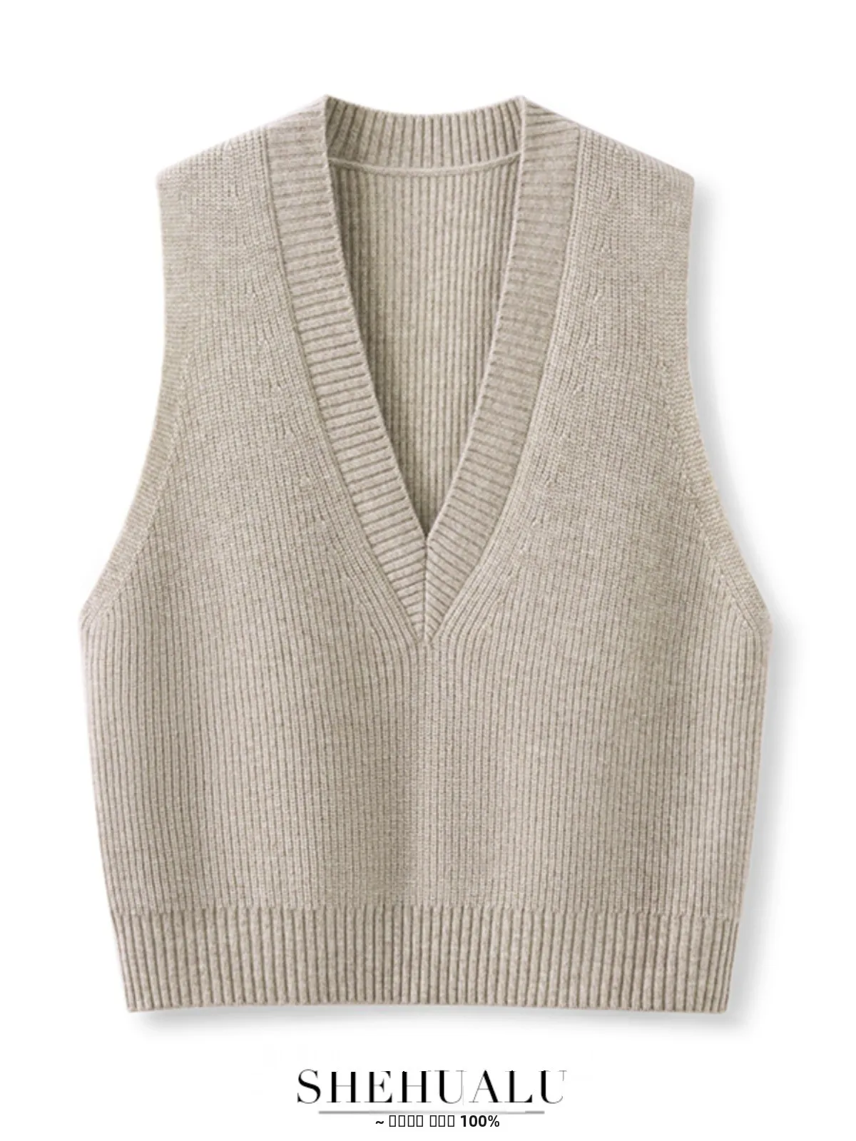 

Женский вязаный шерстяной жилет на осень-зиму, без пуговиц, V-образный вырез, стандартная длина, однотонный, для повседневной носки, модный