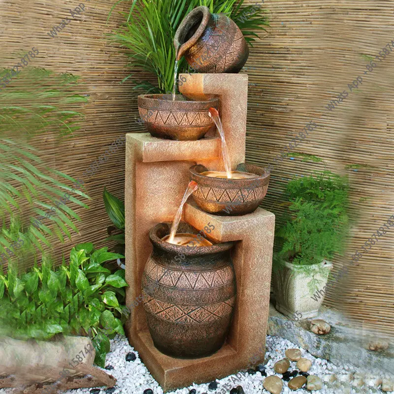 Large European indoor fountain water feature decoration creative balcony courtyard feng shui wheel living room ornament