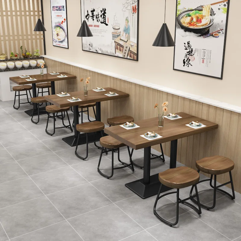 Picture 4: Simple and modern all-solid wood dining table, milk tea shop, cafe, small square table dining table, restaurant
