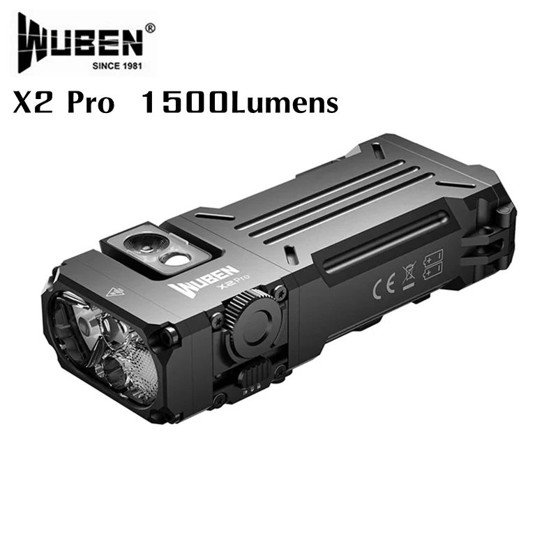 WUBEN X2Pro EDC Flashlight 1500Lumens Portable Rechargeable Torch Waterproof With Magnetic Tail For Camping Hiking Cycling Light