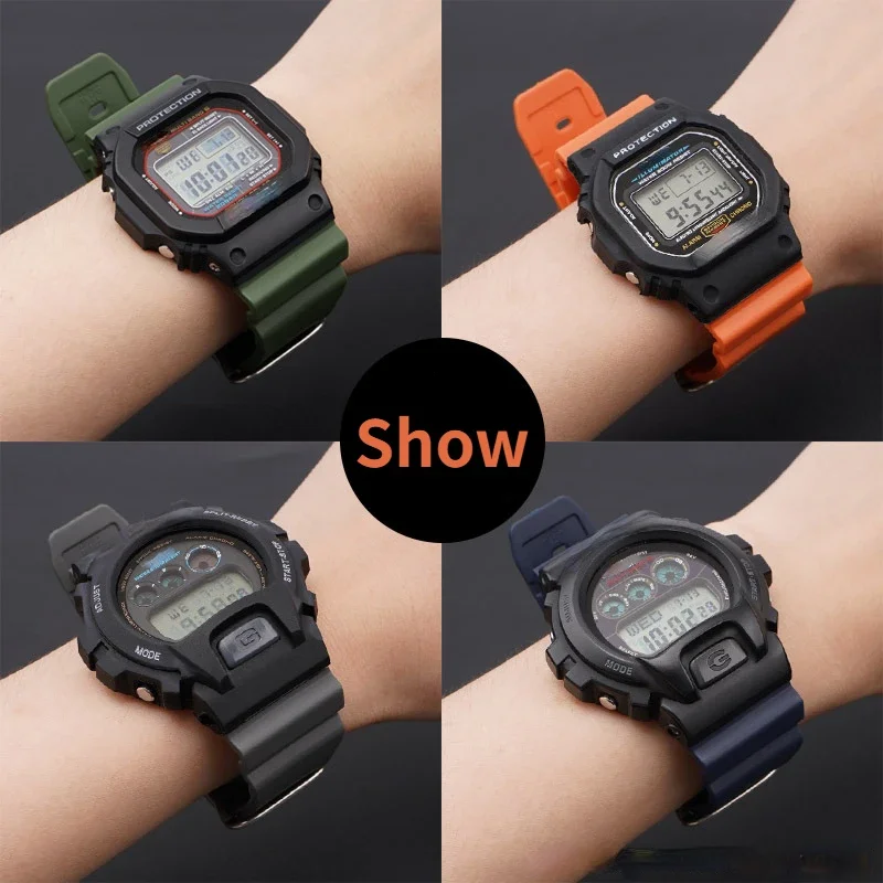 16mm Rubber Resin Strap Waterproof Watchband Colorful Band for Casio DW5600/6900 GA-2100/9052 Series Replacement Strap