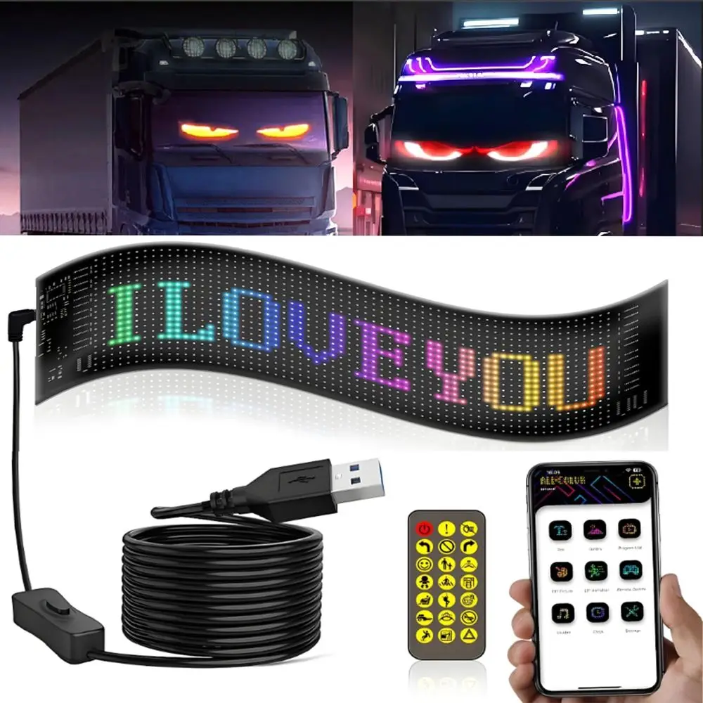 

Animated LED Car Windshield Lights, 23.4x4.7, Scrolling Sign for Vehicle, Store, Party, and Events