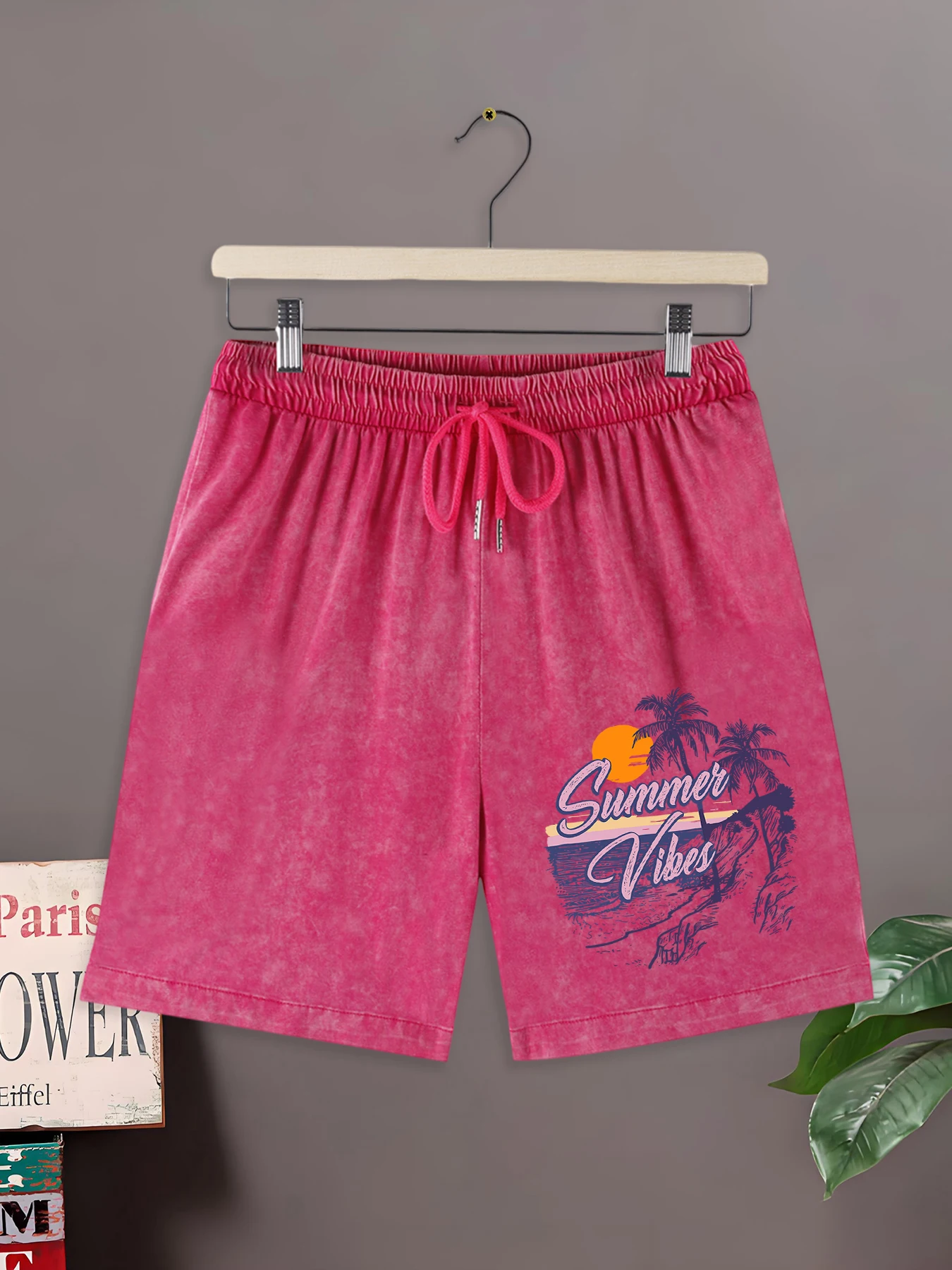 

Летние шорты с принтом пляжного заката и кокосовых пальм, дышащие, из стираного хлопка, мужские, для отпуска, простые спортивные шорты, ретро, на каждый день