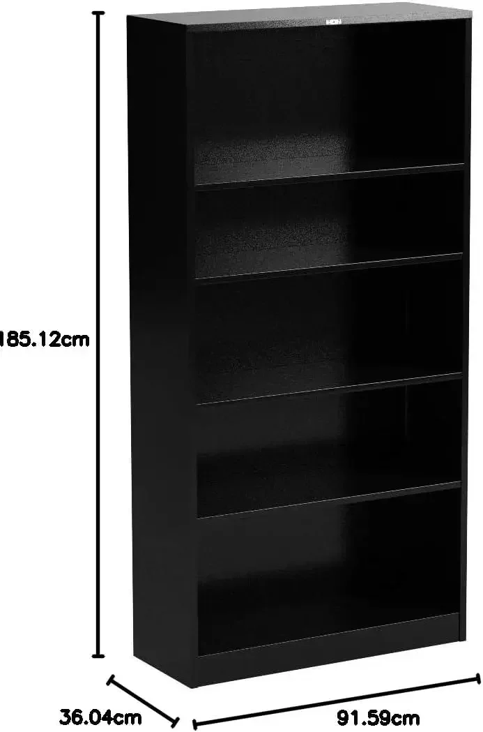 Metal Bookcase - Bookcase with Two Shelves, 34-1/2w x 12-5/8d x 72h, Black (H)