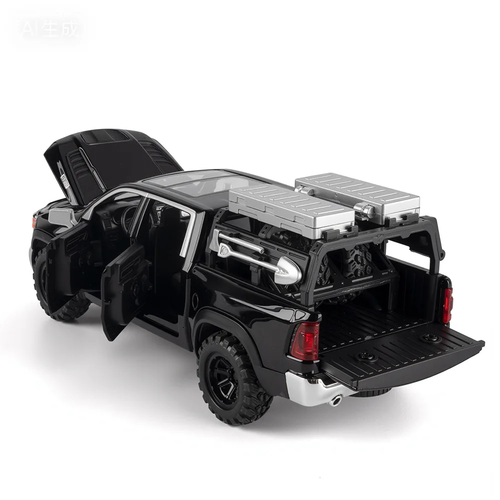1:32 Ram 1500 TRX Mammoth Off Road Pickup Truck Alloy Diecast Model Car Sound And Light Pull Back Toy Car Present view 2