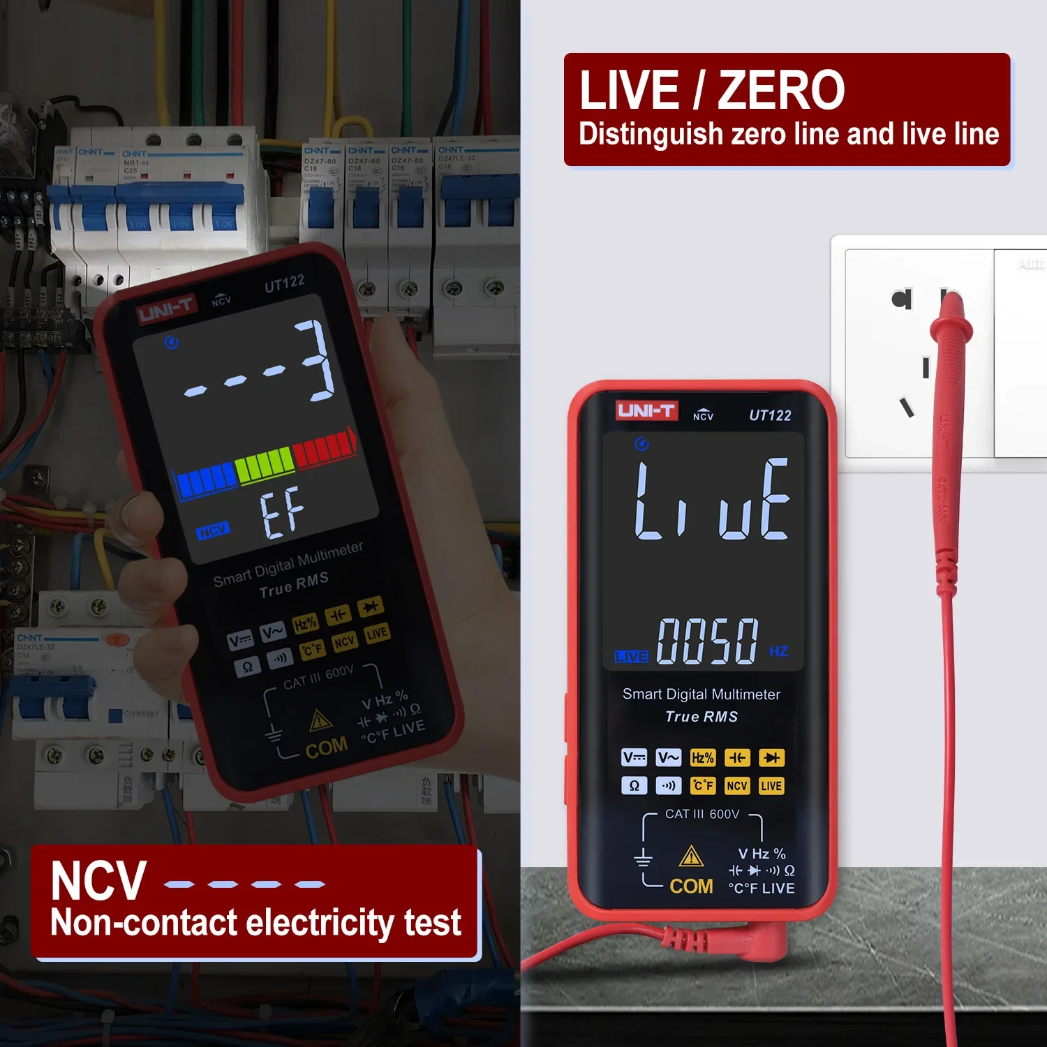 UNI-T Smart Digital Multimeter UT121A/B/UT122 Color Screen AC DC Voltage Tester NCV Backlit Display Capacimeter Frequency Meter