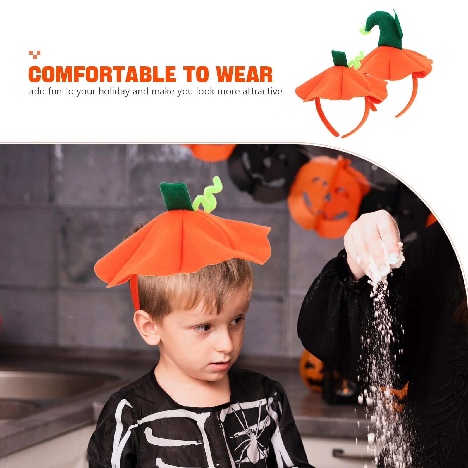Cerceau de citrouille pour enfants, 2 pièces, accessoire de Cosplay pour fête d'halloween, bandeau de Festival, décor, chapeau de citrouille, bandeau pour cheveux, outil de coiffure
