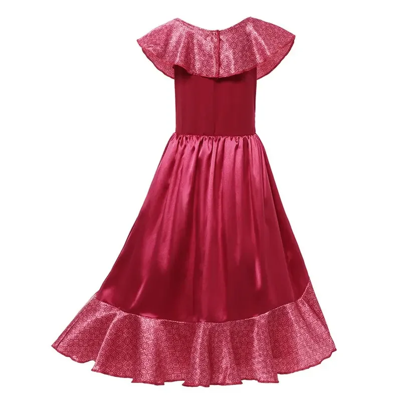 Girl Classic Princess Elena Red Cosplay Costume Kids of Avalor Elena Dress Children Sleeveless Party Halloween Ball Gown Outfits