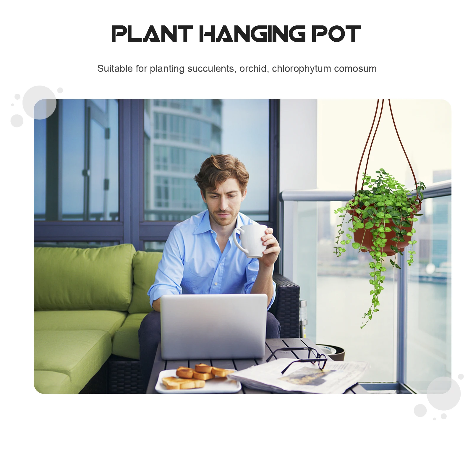 

6Sets Hanging Balcony Flowerpot Large Planting Area Suitable for Office Home Shopping Mart Garden Ornamental Use