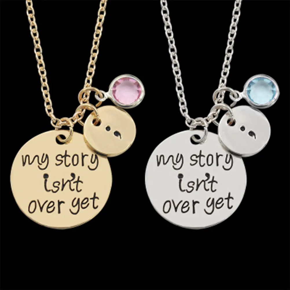 Isn't Over Yet Semicolon Necklace Silver Alloy Personalized Jewelry Encouragement Gift for