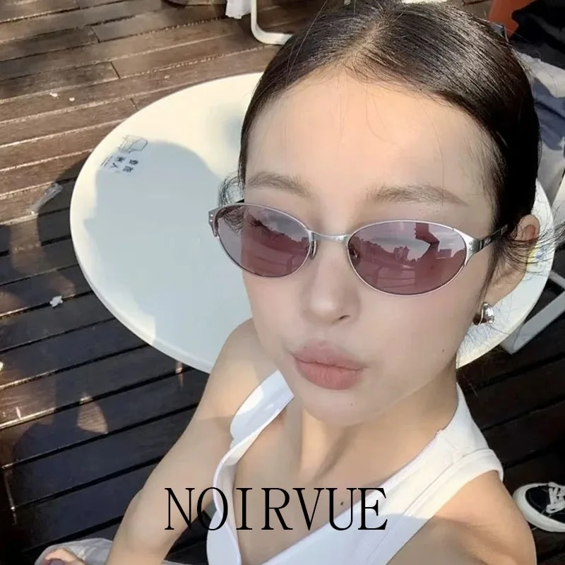 

NOIRVUE Ultra-Light Titanium Oval Polarized Sunglasses for Women Y2K Old Money Style Semi-Titanium Fashion Glasses