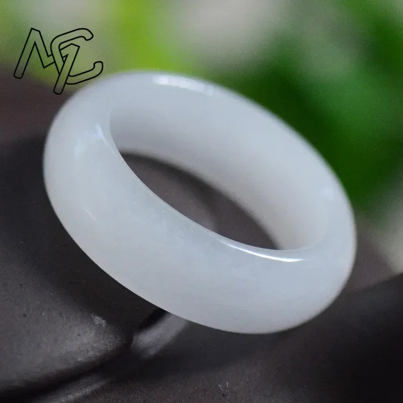Chinese White Hetian Jade 7-13 Size Ring Jadeite Amulet Fashion Charm Jewelry Hand Carved Crafts Gifts Women Men