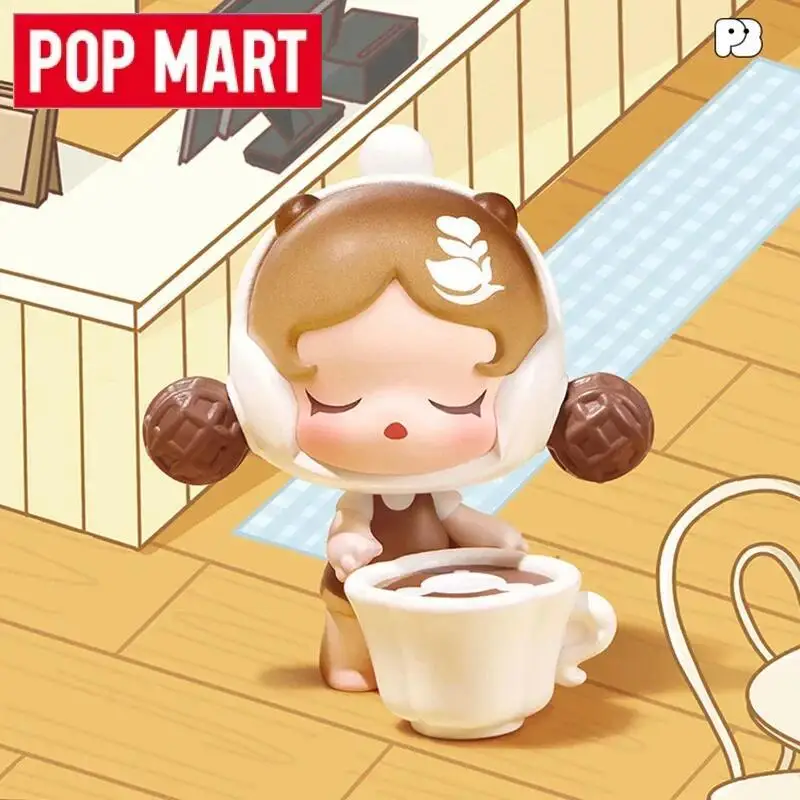 POPMART POPBEAN مصنع القهوة سلسلة لطيف أنيمي الشكل الحلي هدية صندوق أعمى تخمين حقيبة اللعب الأصلية دمية