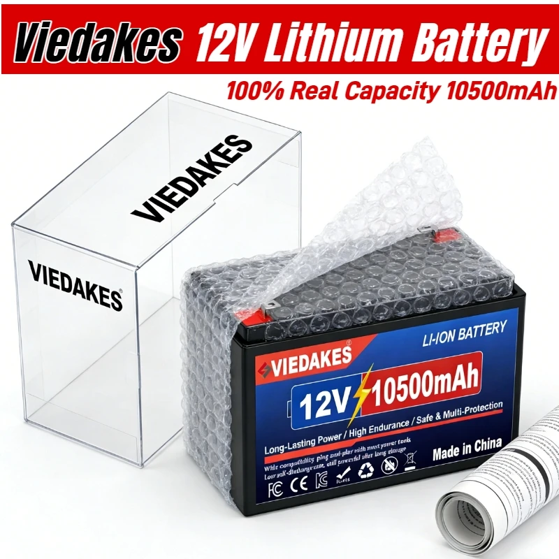 

Viedakes 12V 10.5Ah Lithium Battery,5000+ Deep Cycles, IP67 Waterproof,Ideal for Solar, Marine, Fish Finder,Ride-on Toy,camping