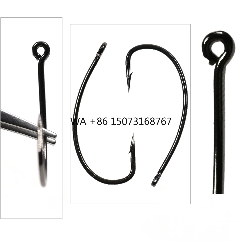 hamecons-de-peche-a-la-carpe-en-acier-a-haute-teneur-en-carbone-noir-mat-tige-courbe-barbelee-style-pince-vente-en-gros