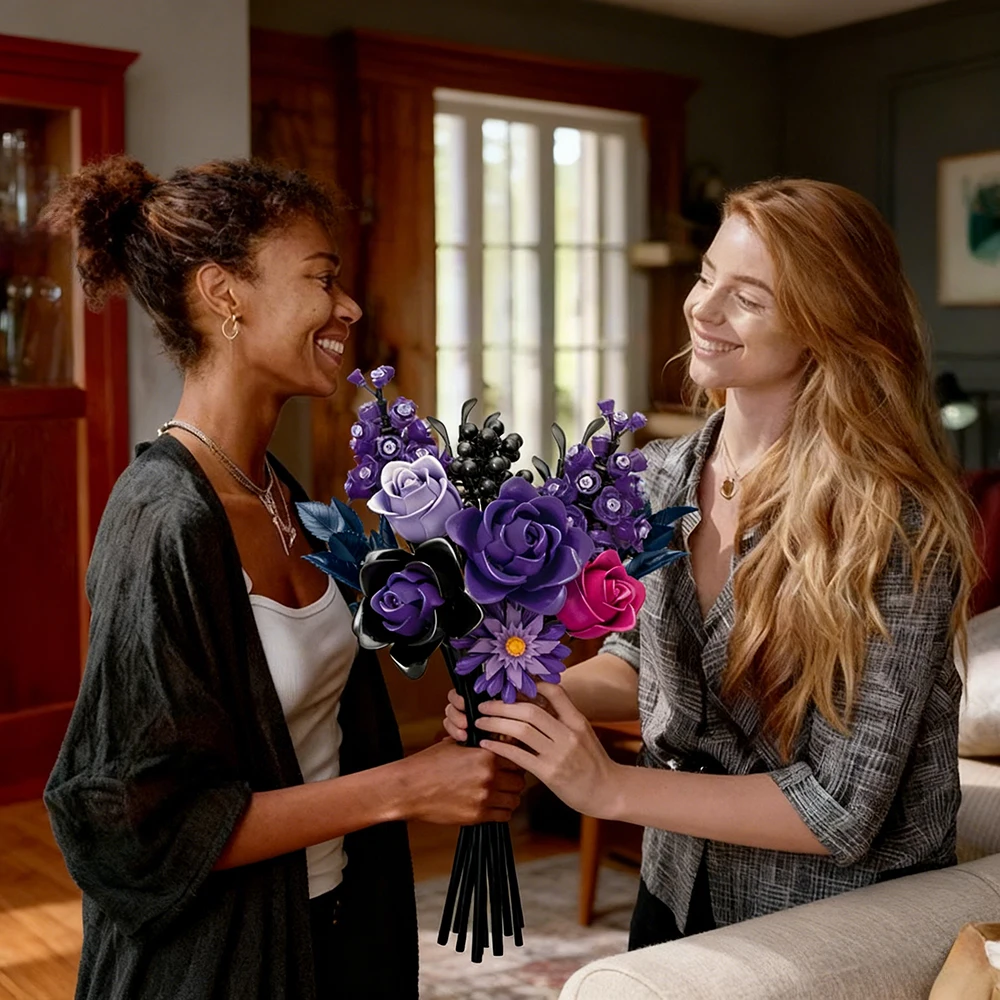 

Multi Color 822 PCS Valentine's Day Roses Flower Building Blocks Girlfriend Birthday Bricks Toys Desktop Decor Wedding Best Gift