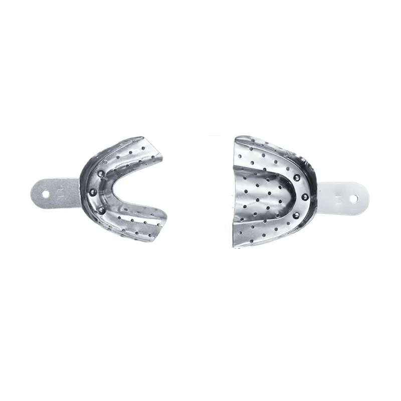 

2Pcs Aluminium Alloy Dental Impression Trays Metal Dental Tray Holder for Dentists Dentistry Teeth Denture Tools