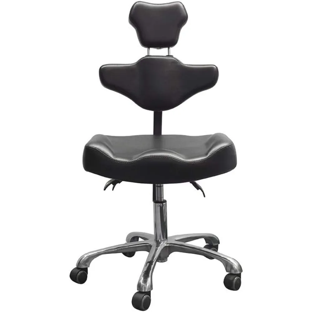 كرسي الوشم الهيدروليكي المتداول البراز كرسي الصالون قابل للتعديل قطب السرج البراز مع عجلات ومسند الظهر المهنية