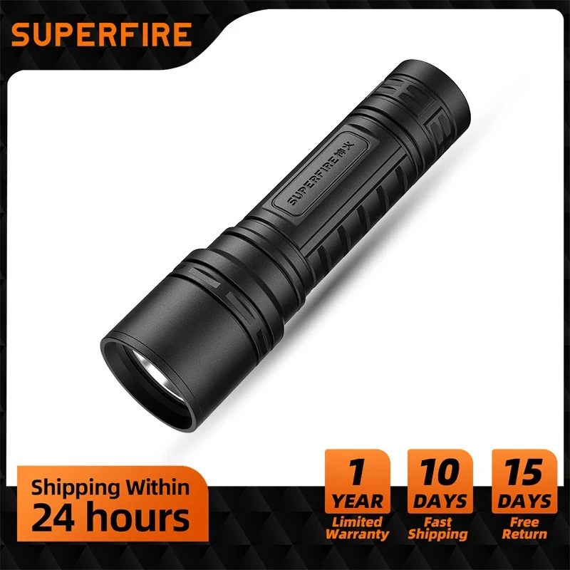 Superfire 18650 S33-X 7W Flashlight Emergency Torch Rechargeable Small Portable Lantern Hand Lamp Long Shot Camping Light