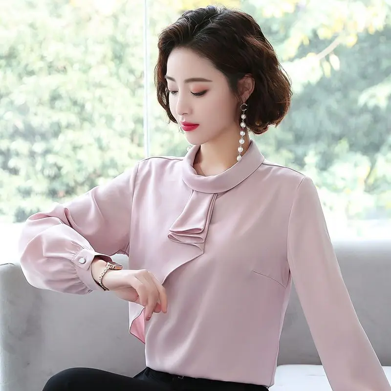 

Western Style Ruffled Edge Long Sleeved Elegant Chiffon Shirt for Women's Spring Autumn New Slimming Loose Chic Versatile Top