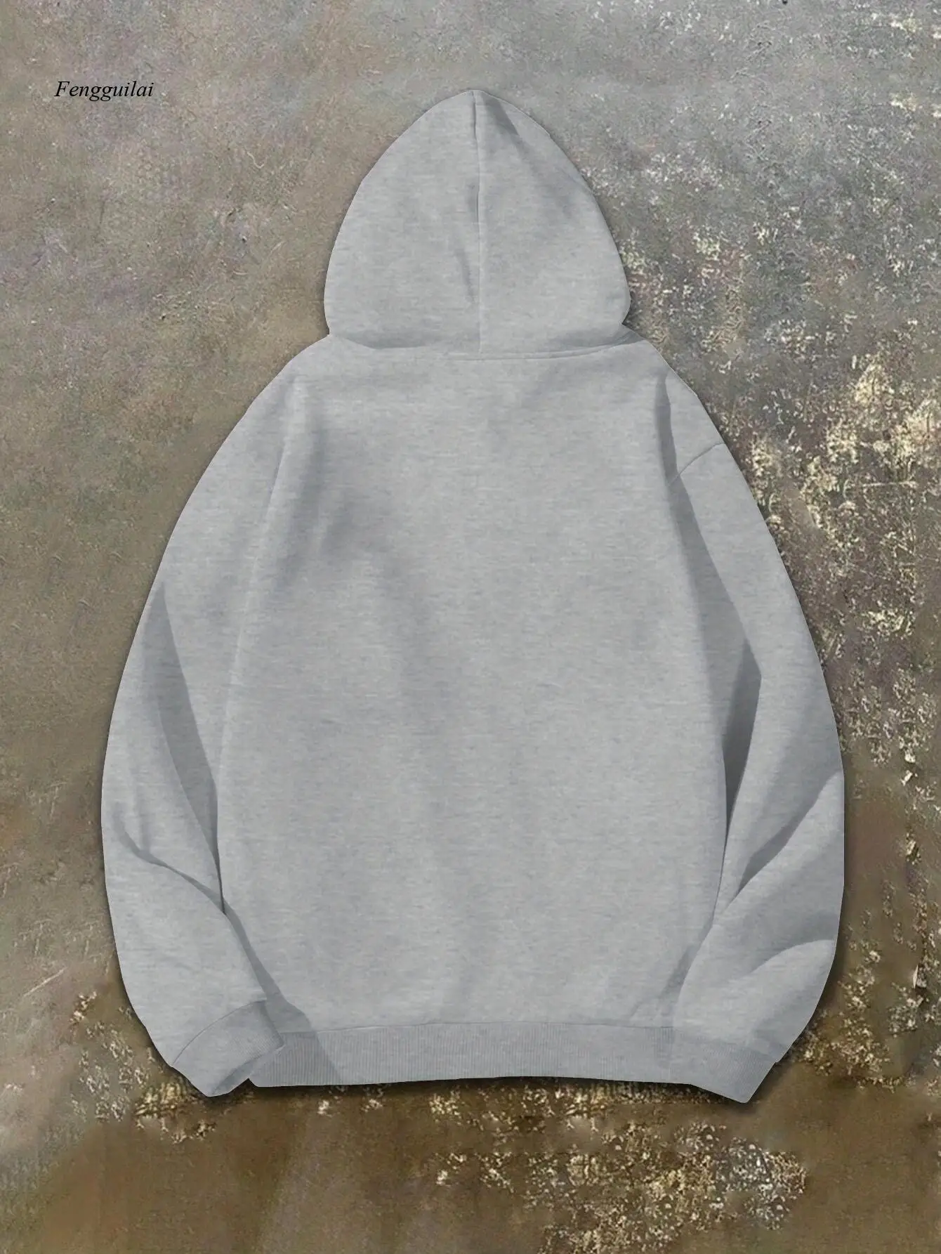 Casual Hoodie with Festive Geese and Santa Hats Print, Long Sleeve, Non-Stretch Fabric, Loose Fit