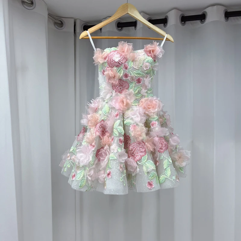 2025 New Dress Dreamy Flower Fairy Heavy Industry Girl Rose Super Fairy Princess Dress Dinner Dress BirthdayParty Princess Dress