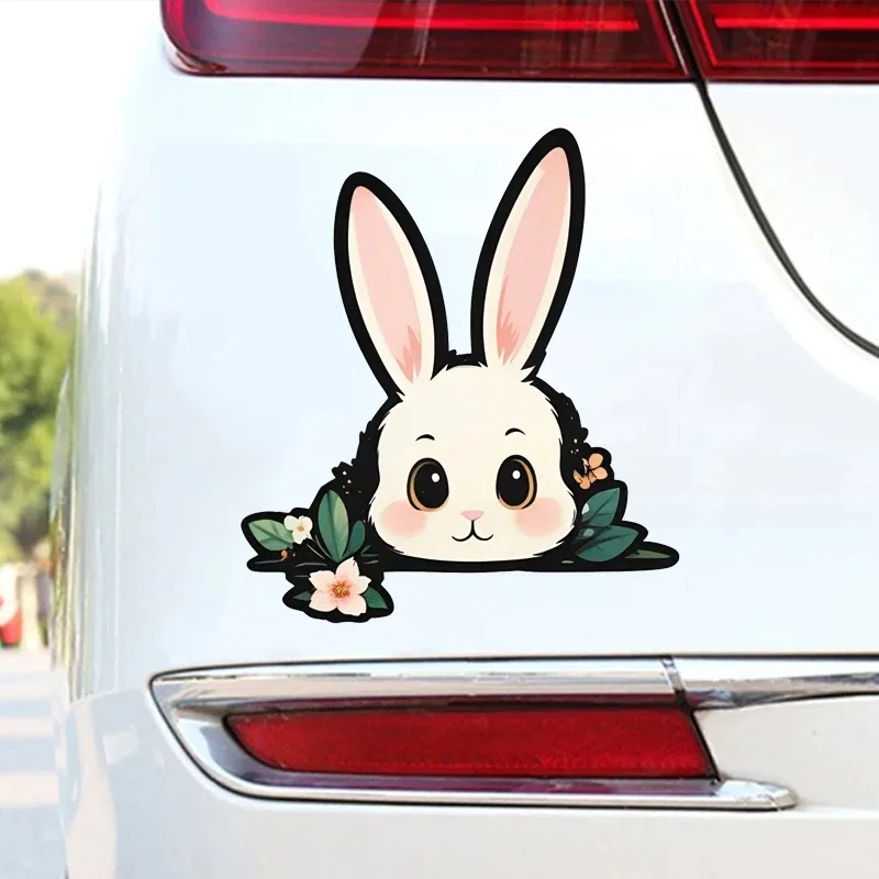 Playful Accents Adorable White Rabbit Vinyl Stickers - Perfect For Cars, Laptops Fridges & More Small Vinyl Stickers 13x15cm PVC