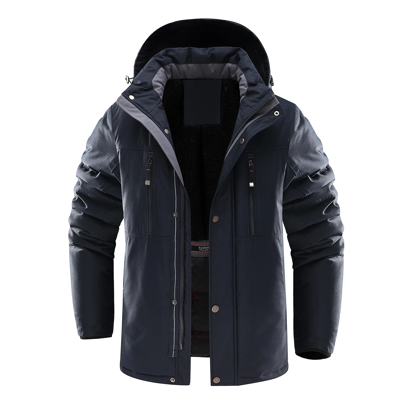 Parka da uomo con cappuccio in cotone Multi tasca manica antivento cappello staccabile giacca spessa moda Casual cappotto esterno allentato inverno nuovo