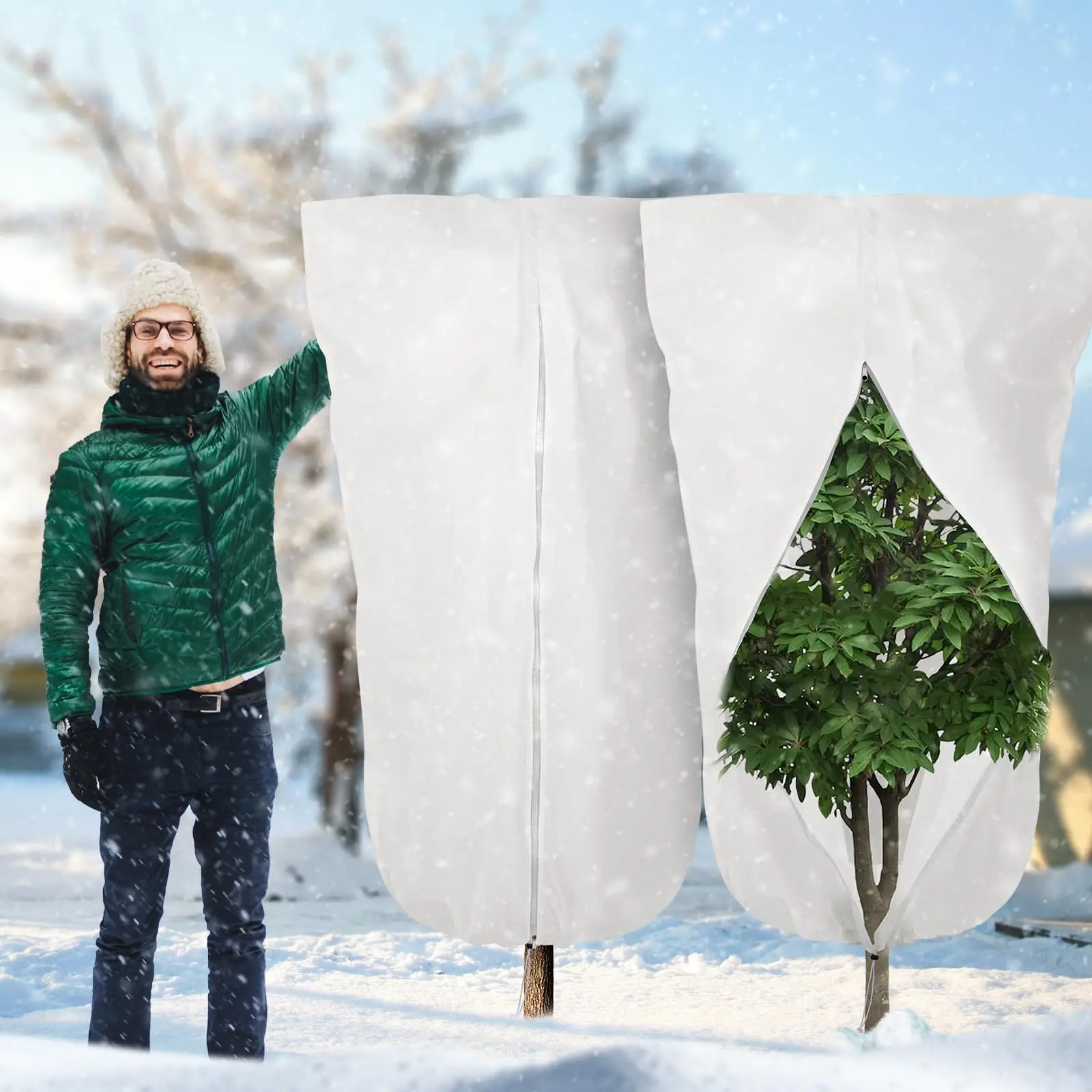 Garden Shrub Plant Frost Protecting Drawstring Bag Non-woven Winter Tree Warm Cover for Outdoor Yard Small Tree Against Cold