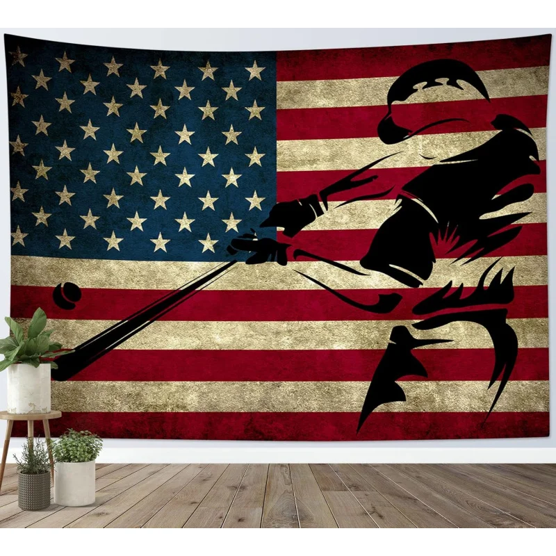 VIKAMA Sports Tapestry Boy'S Room Baseball Wall Hanging Living Room Bedroom Dorm Wall Decor Tapestry Home Decoration