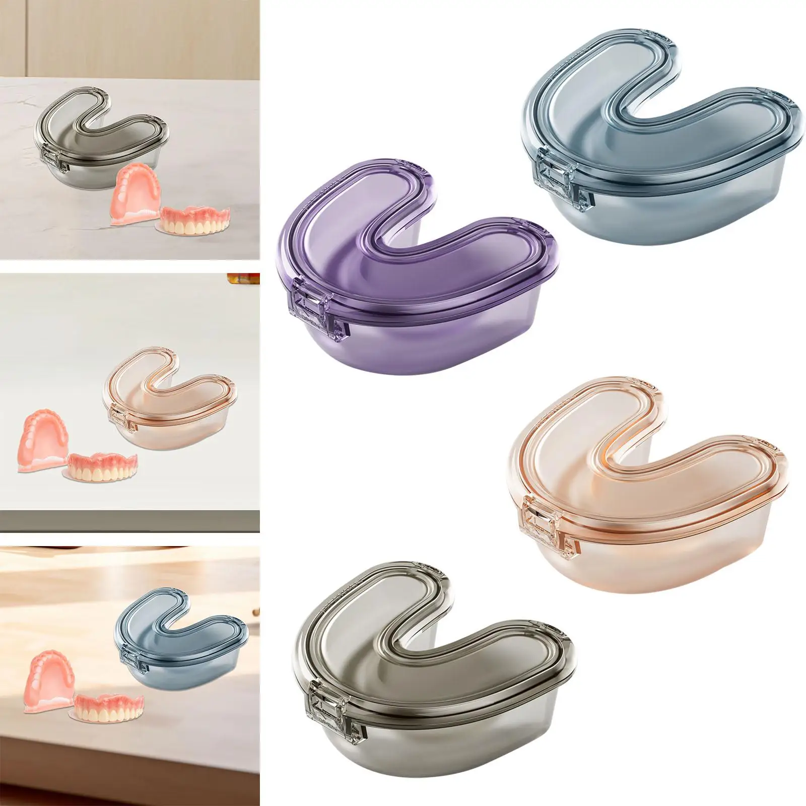 Retainer Case with Lock Design Slim Aligner Holder for Teeth Protection Easy Clean Denture Storage Box