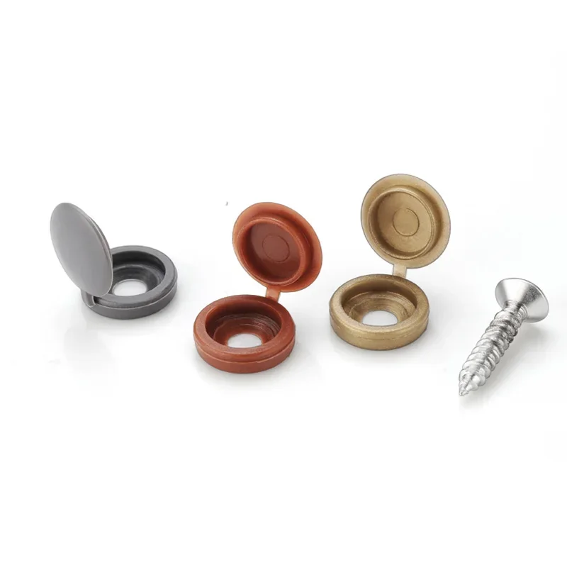 25~100Pcs Hinged Plastic Screw Cap Cover Fold Snap Protective Cap Button For Car Furniture Decorative Nuts Cover Bolts Hardware