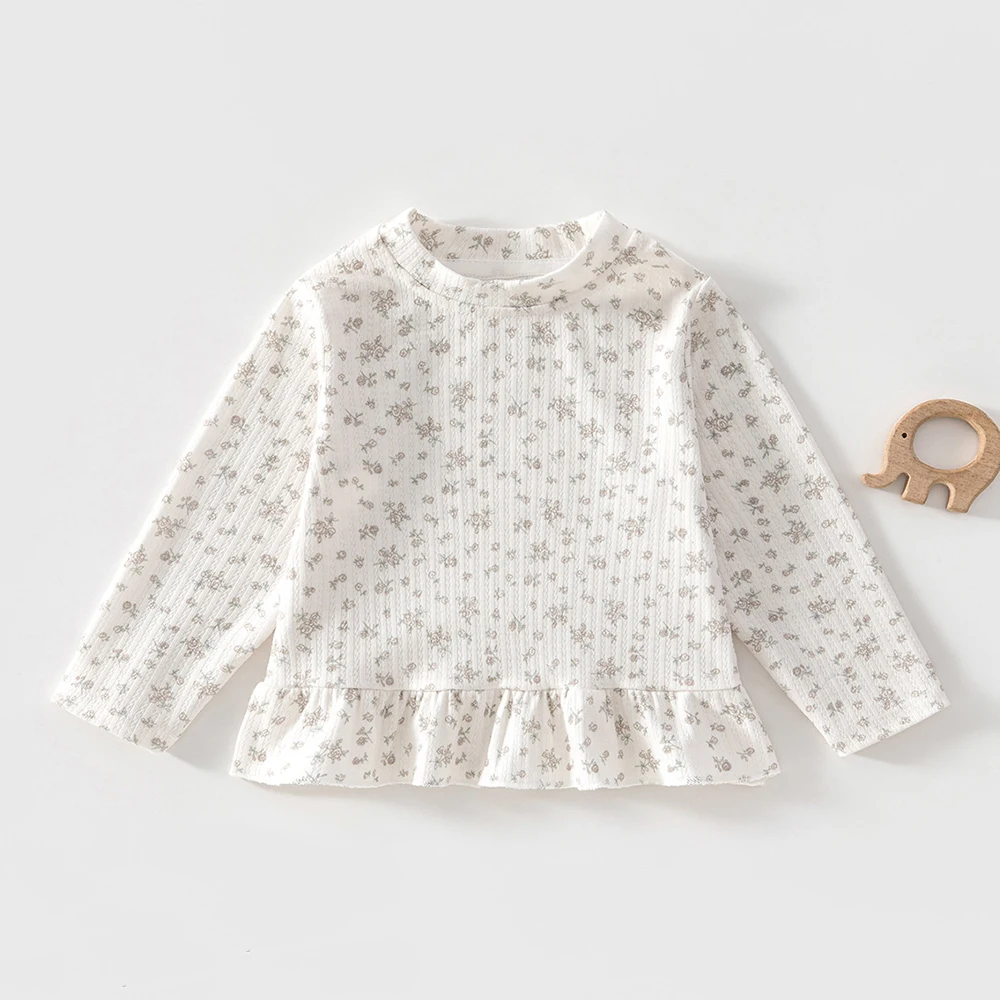 

Girls' New Spring Long-Sleeved Round-Neck Sweatshirt 1-4 Years Old Girls' Printed Floral Cute Top