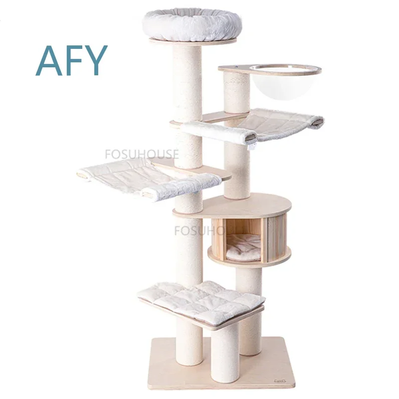 Nordic Solid Wood Sisal Cat Climbing Frame for Pet Furniture Cat Scratcher Household Creative Personality Pet Supplies Cat