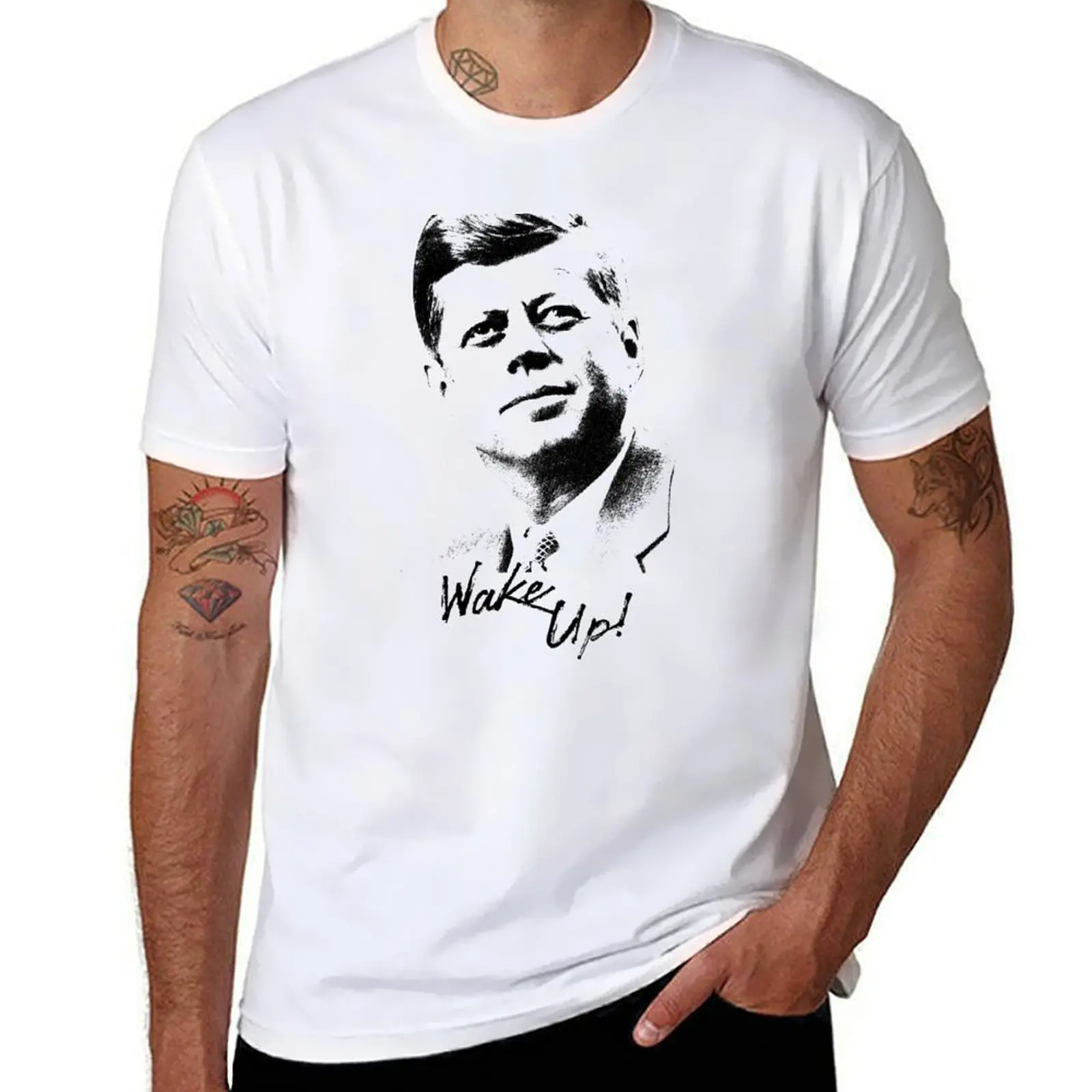 JFK استيقظ! تي شيرت تي شيرت للرجال تي شيرت جرافيك تي شيرت رجالي مصمم تي شيرت