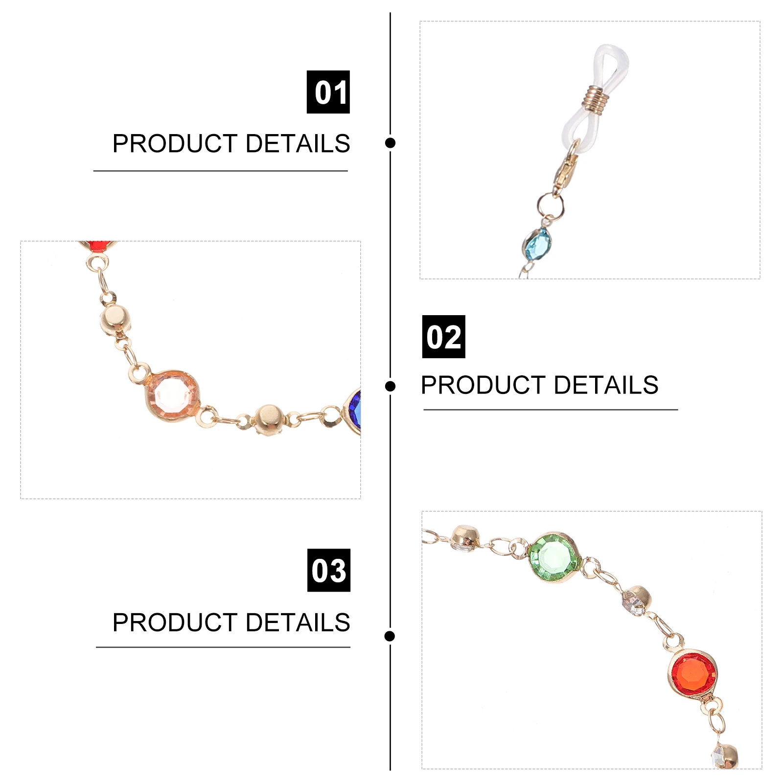 

Glasses Chain Anti-Lost Lanyard Zinc Alloy Eyeglass Strap Secure Clean Rich Colors Craftsmanship Running Walking Hiking Exercise