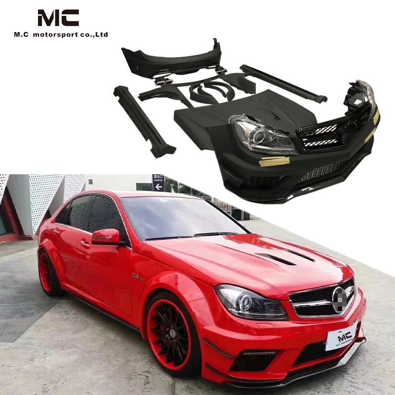 Half carbon fiber body kits Black Series Wide Body Kit for Benz C-CLASS W204 C63 AMG front bumper rear bumper