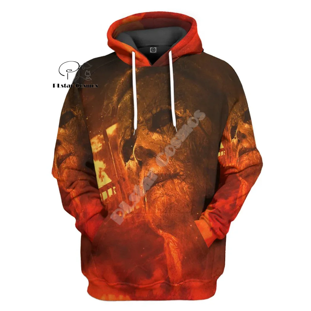 Cosplay Halloween Horror Terror Movie Michael Myers Vintage Retro Graffiti 3DPrint Pullover Streetwear Casual Jacket Hoodies N16