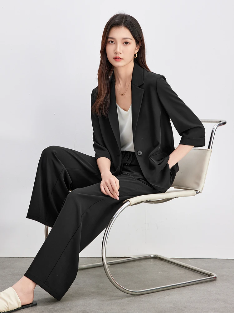 

SENTUBILA женские комплекты из двух предметов, пиджаки с рукавами три четверти, брюки полной длины с завязками на талии, новые подходящие комплекты 152Z59376